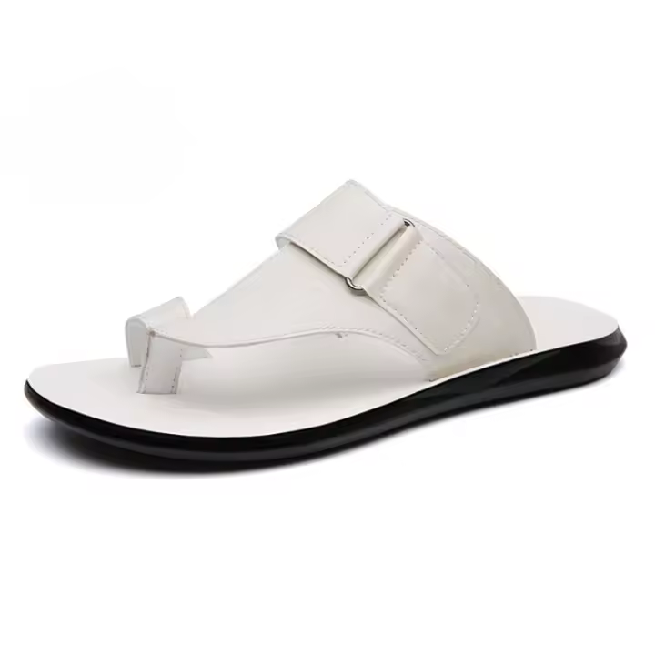 Sandalias de cuero para hombre Verano 2025, talla grande, moda cien con un toque juvenil simple, zapatos de playa, zapatillas. - 1