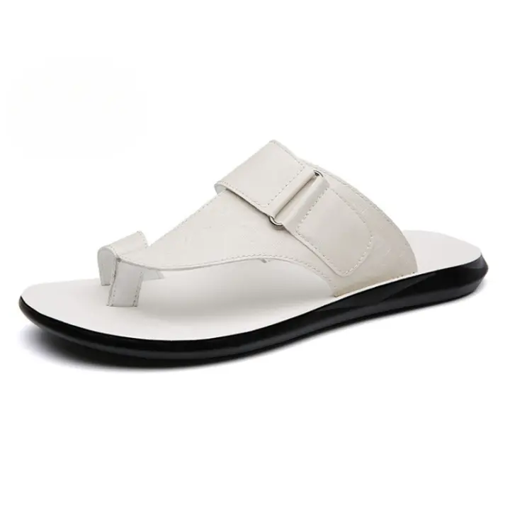 Sandalias de cuero para hombre Verano 2025, talla grande, moda cien con un toque juvenil simple, zapatos de playa, zapatillas. - 1