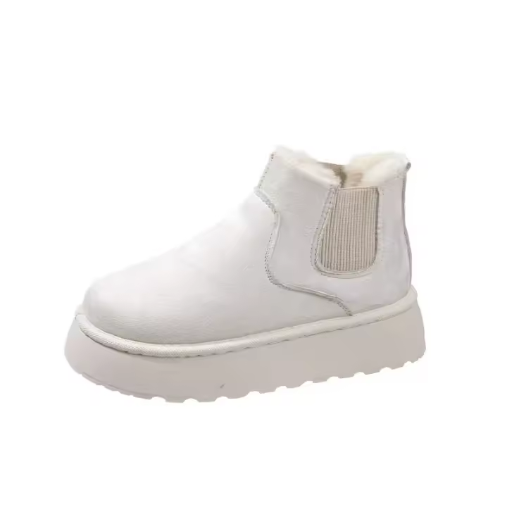 Botas de nieve cálidas para mujer, botas con plataforma antideslizante, suela de goma gruesa, fieltro, algodón, invierno, 2024 - 1