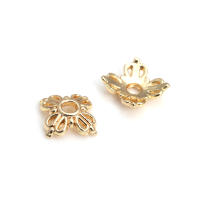 50 Uds. De cuentas redondas de latón de Color dorado de 18K, tapas de hojas de árbol y flores, suministros para hacer cuentas de joyería, accesorios Diy - details 5