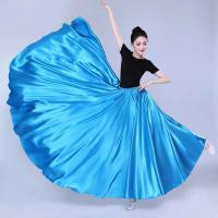 Vestido de bailarina gitana de danza del vientre, swing flamenco español largo satinado brillante de 360/720 grados, varios colores - details 4