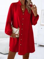 Vestido suelto de desayuno único con cuello en V de manga larga de primavera y verano 2025 para mujer - details 5