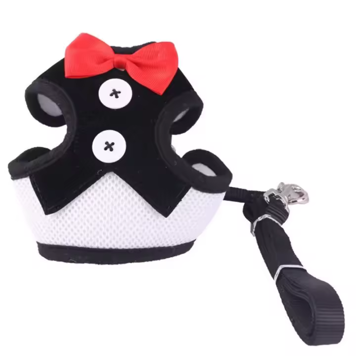 Collares para perros con lazo elegante, corbata, cuerda de tracción, arnés navideño para mascotas para perros pequeños y medianos, correa para el pecho para gatos, accesorios para perros, regalos - 1