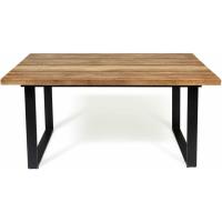 Mesa de comedor extensible rectangular para 6-10 personas, madera y negro, 160-200 cm - details 12