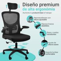 Silla de Oficina Ajustable y Reclinable Soporte Lumbar, Reposacabezas Ajustable, Plegable, Transpirable, Ruedas Giratorias 360° Soporta hasta 120kg - details 17