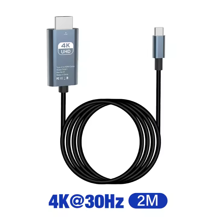 Cable USB tipo C a HDMI, Adaptador 4K, 2M, para iPhone 15, PC, Xiaomi, MacBook Pro Air, iPad Pro, Samsung Galaxy - 1