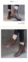 Botas cortas de realce interior de cuero botas de caballero finas de suela gruesa zapatos de mujer versátiles - details 20