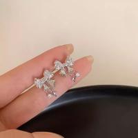Mariposa de plata S999 para mujer, nuevos aros con diseño elegante y brillante, joyería de moda y alta elegancia - details 1