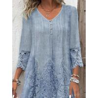 Vestidos de manga larga de otoño para mujer vestido casual de color sólido - details 4