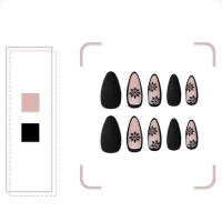 24 Uds., uñas largas y heladas negras con estampado de copos de nieve, Material seguro e impermeable para decoración de uñas DIY - details 1