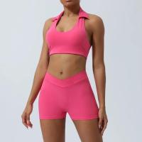 Entrenador de yoga para mujer, pantalones cortos de gimnasio con cuello recortado, transpirables y adelgazantes de secado rápido - details 3