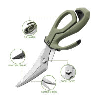 Tijeras de corte de pesca Premium, cocina resistente con cuchillas desmontables, acero inoxidable, multifunción, tijeras para aves de corral - details 4