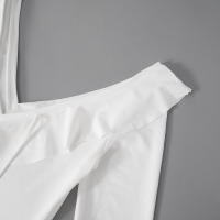 Vestido D24DS372 para mujer con volantes, cuello puntiagudo, tirantes y mangas acampanadas - details 11
