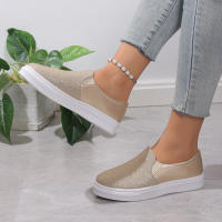 Mocasines de lentejuelas doradas brillantes para mujer, zapatillas de plataforma sin cordones de cuero Pu, zapatos planos antideslizantes informales para mujer, Otoño, 2024 - details 7