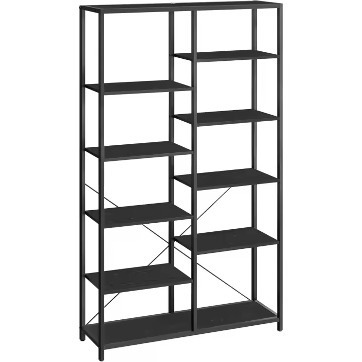 Estantería de 5 Niveles Diseño Rústico Marrón y Negro Ideal para Sala, Baño, Cocina - 1