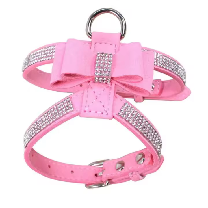 con lazo de imitación de diamante brillante, correa para el pecho para perros pequeños y medianos, antirotura - 1