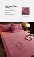 Cubierta de Cama de Terciopelo Engrosado Juego de Sábanas Elásticas de Color Sólido para Cama de Rey y Amarilla - details 8