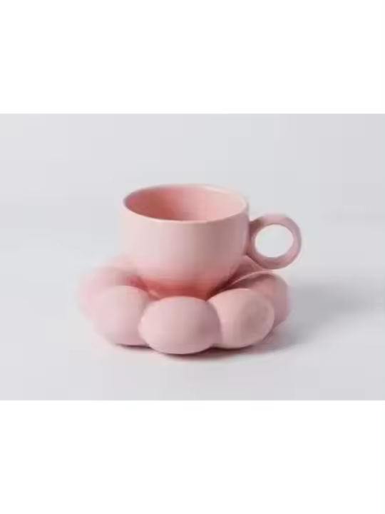 Taza de café de cerámica Macarone Taza de café con Plato Juego de girasol de cerámica nórdica Taza Estilo Ins Taza de avena con leche Decoración de mesa - 1