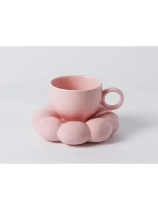 Taza de café de cerámica Macarone Taza de café con Plato Juego de girasol de cerámica nórdica Taza Estilo Ins Taza de avena con leche Decoración de mesa - 1