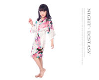 Vestido Camisón largo de peonía de pavo real con estampado de niña, albornoz de verano delgado para niños, pijamas para el hogar, ropa de rebeca - details 2