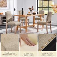 Juego de 4 sillas de comedor con respaldo alto, sillas de cocina, patas de madera maciza, diseño clásico, con botones bronceados, sillones y sillas para salón, asientos tapizados - details 46