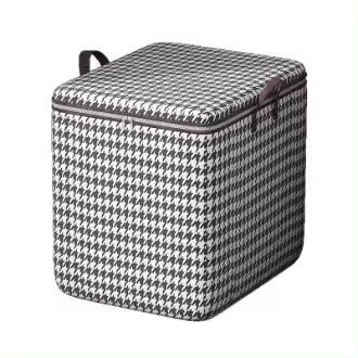 Cajas de almacenamiento con asas de tela Houndstooth de gran capacidad, organizador para ropa y edredones, cajas para la organización del hogar. - 1