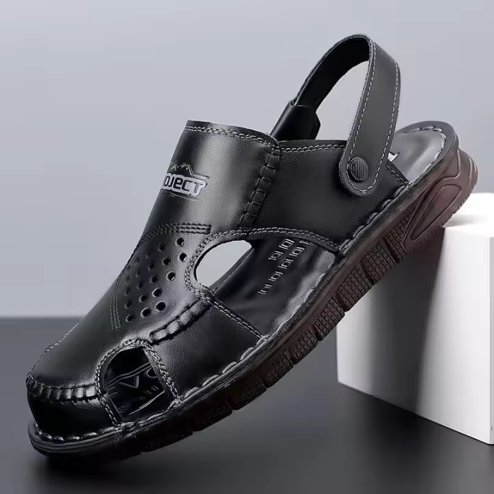 Sandalias de Playa de Piel de Vaca de Primera Calidad para Hombres Suelas Suaves de Cuero Genuino, Perfectas para Conducir al Aire Libre - 1