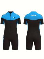 Traje de neopreno con bloqueador de color para niños, Traje corto con cremallera frontal, Traje de neopreno para surf y natación - details 8
