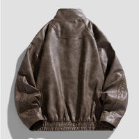 Abrigo a prueba de viento con solapa Retro a la moda para hombre, nueva chaqueta de cuero sólido holgada sencilla, Tops informales cómodos y versátiles para otoño e invierno - details 4