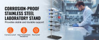 SucceBuy Juego de soporte para laboratorio, soporte para retorta de laboratorio con varilla de acero inoxidable 23.6 y base de hierro fundido, incluye abrazaderas para matraces, abrazadera para bureta y abrazaderas cruzadas para experimentos - details 0