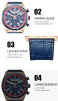 Reloj de Negocios Elegante CURREN 8392 Correa de Cuero de Lujo Estilo Retro Azul Verde Gris Marrón - details 8