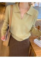 Suéter con cuello de Polo para mujer, jerseys de manga larga, Tops de punto Delgado, Jersey suave, ropa de calle Simple, Otoño e Invierno - details 2