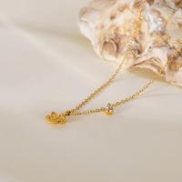 Collar de acero inoxidable para mujer estilo INS: delicado colgante de flor de circón, cadena de gargantilla minimalista, joyería diaria - details 2