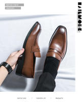 Zapatos de cuero con diseño de pie sonriente a la moda para hombre, versión coreana, zapatos de cuero pequeños formales. - details 4