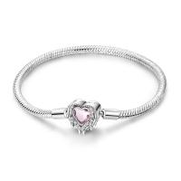 Pulseras de seguridad de corazón de melocotón de Plata de Ley para mujer, dijes colgantes originales, cuentas para joyería - details 6