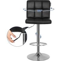 Taburete de Bar Regulable en Altura Diseño Giratorio de 360° con Resalto y Brazo Acero Cromado - details 2