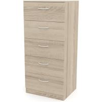 - Sinfonier 5 cajones guías metálicas, cómoda Dormitorio, Altura 110cm. (Roble) - details 3