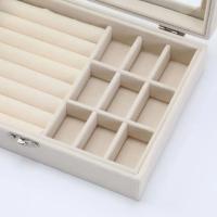 Joyero de terciopelo de 4 colores, organizador de almacenamiento de collares y anillos, organizador de joyas de viaje con tapa de vidrio superior, regalo para mujeres y niñas - details 3