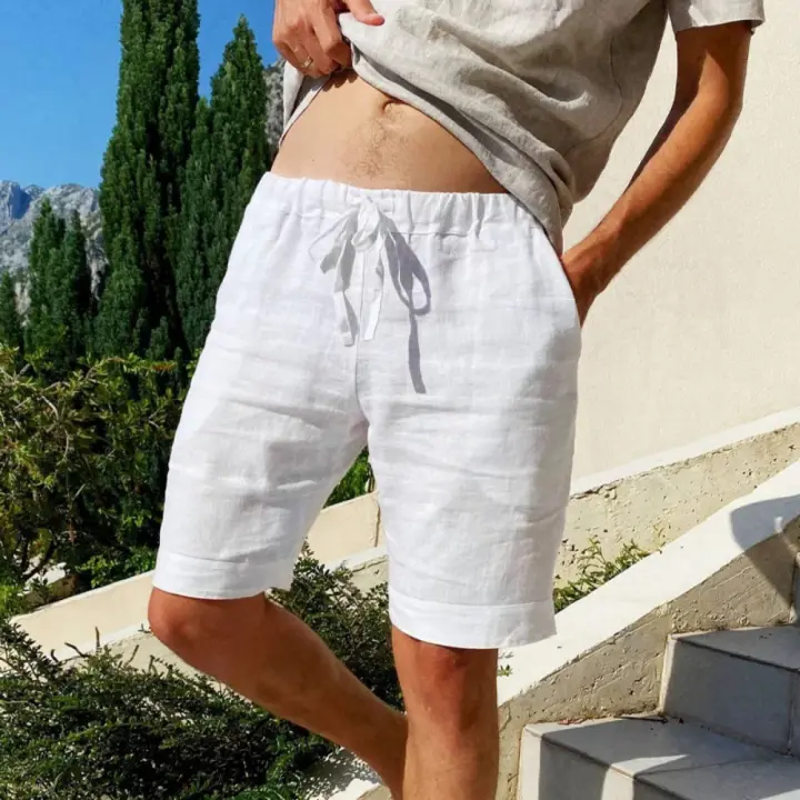 Nuevos Shorts de Algodón y Lino para Hombre Transpirables, Estilo Playa, Fitness Streetwear, Talla S-3XL - 1