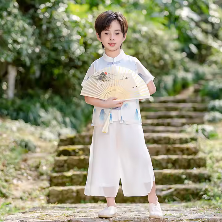 Hanfu Primavera/Verano Estilo infantil Cultura tradicional china Étnico Tang Niños Elegantes Niñas Guzheng Danza Actuación - 1