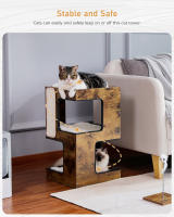 PAWZ Road Camita para gatos con dos grandes condominios, almohadilla rascadora, rascadora para gato desmontable, casa de madera para gatos con tapetes mullidos, muebles para gatos y juguetes para gatos - details 3