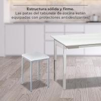 Dos taburetes de cocina modelo cuadrado de polipiel blanca con estructura de metal blanco, altura del asiento: 45 cm - details 4