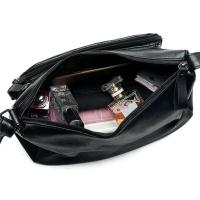 Negro multicapa para mujer, práctico bolso bandolera de gran capacidad - details 8