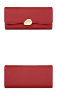 Cartera de cuero simple para mujer, billetera larga de cuero negro, verde y rojo, tarjetero para niñas - details 5