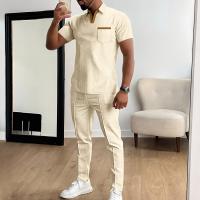 [Conjunto de polo versátil] Conjunto de polo versátil de color sólido para hombre: ropa informal para exteriores con bolsillos y pantalones cortos a juego - details 8