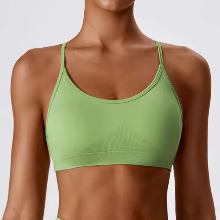 Top corto de gimnasio mejorado para yoga para mujer, sujetador deportivo ajustado sin costuras, sujetador transpirable - 1