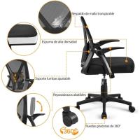 Silla de Oficina Silla de Trabajo con Reposabrazo Silla Ajustable Silla Ergonómica Silla Negra Altura Ajustable Malla Carga 136 KG Silla de Despacho Estudio - details 5