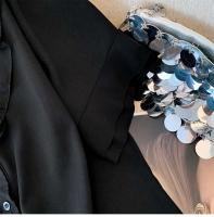 NOVEDAD DE VERANO 2024, camisa de gasa de talla grande con cuello de muñeca de color sólido, top sencillo para ir al trabajo, ropa holgada y cómoda para el hogar - details 12
