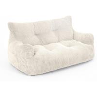 Sillon Puff con relleno incluido, sofás de dos plazas con asas portátiles, sillas de salón ergonómicas, puf interior para sala de estar, dormitorio, sala de juegos, beige - details 0