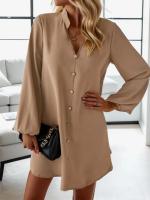 Vestido suelto de desayuno único con cuello en V de manga larga de primavera y verano 2025 para mujer - details 14